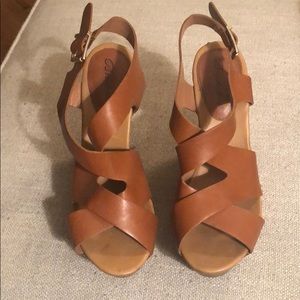Cathy Jean brown straps block heels